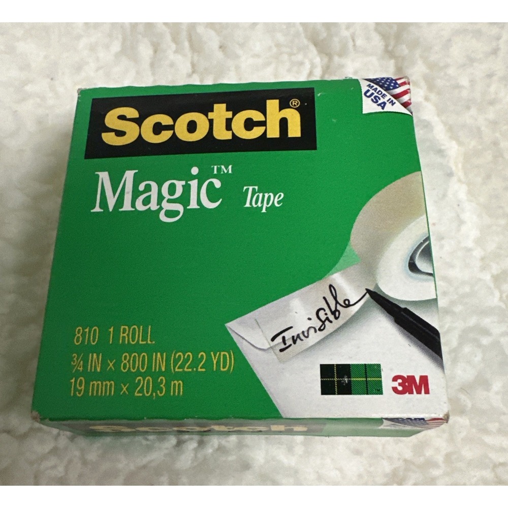 Scotch 3M Invisible Magic Tape 810 Original Matte Finish, 1 Roll - 3/4" x 1296"